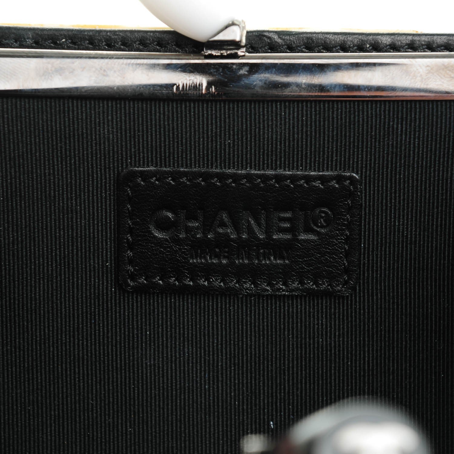 Chanel Acrylic Frame Clutch Black White 6 of 7
