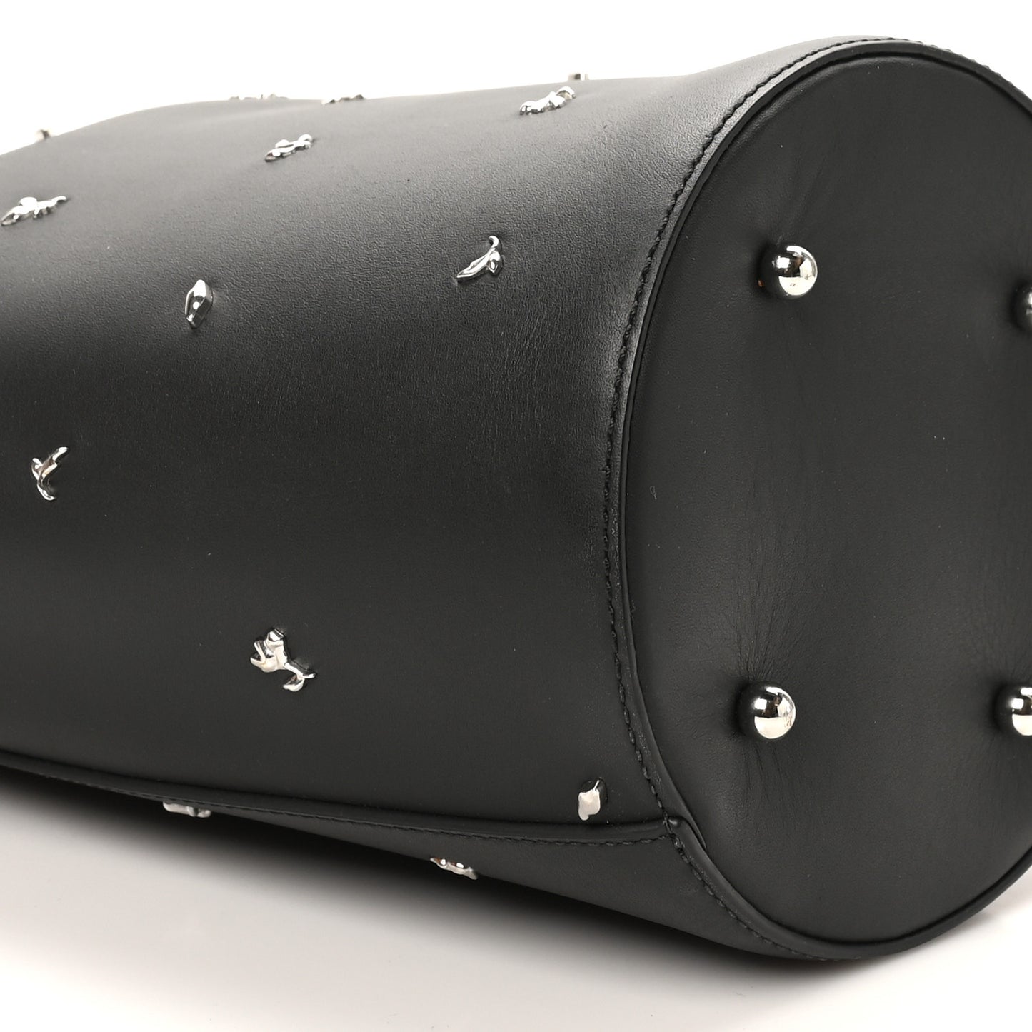 Smooth Calfskin Studded Roxy Bucket Bag Black