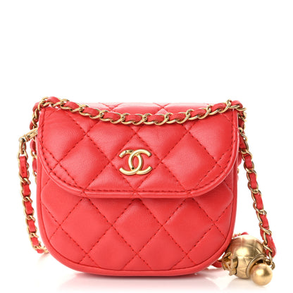 Chanel Lambskin Quilted Pearl Crush Waist Bag Red 1 of 10