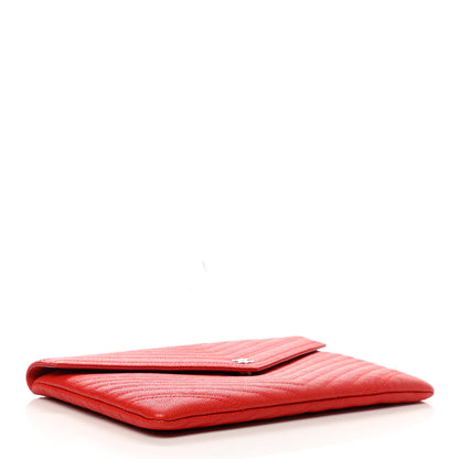 Chanel Calfskin Chevron Quilted Small Envelope Clutch Red 4 of 9