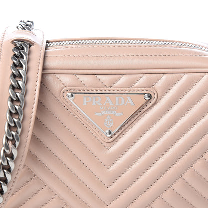 Prada Soft Calfskin Chevron Diagramme Crossbody Bag Cipria 9 of 10
