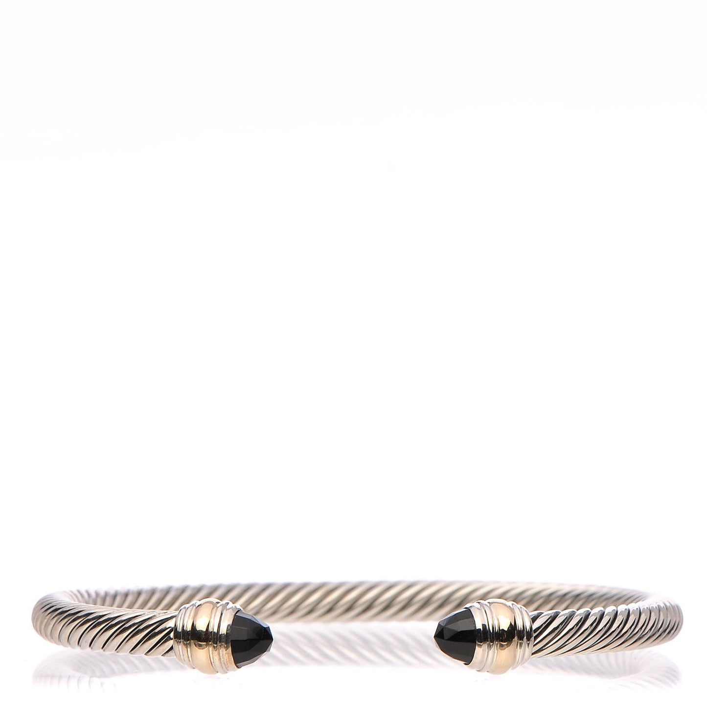Sterling Silver 14K Yellow Gold Black Onyx 5mm Cable Classics Bracelet