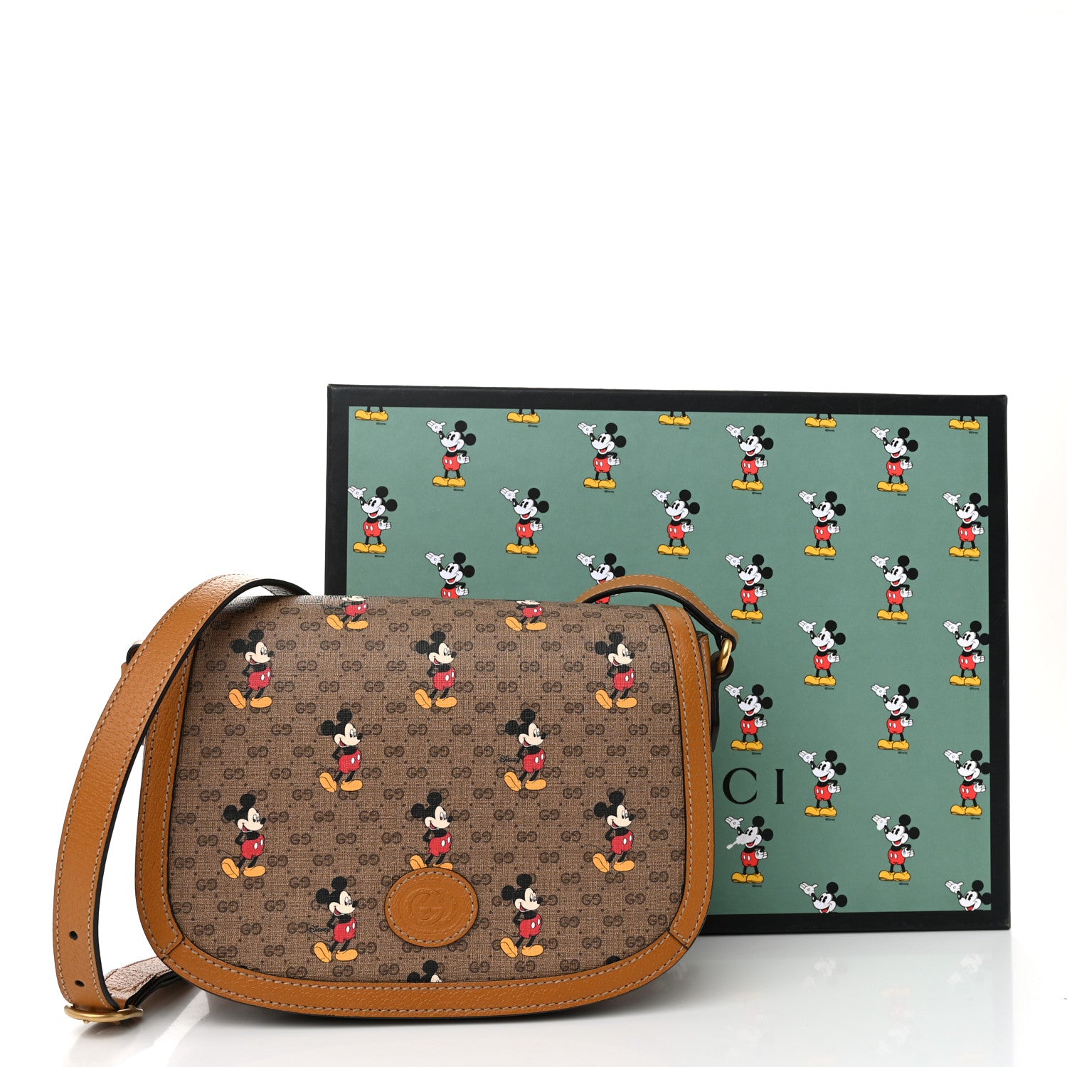 Gucci X DISNEY Mini Vintage GG Supreme Monogram Mickey Mouse Small Flap Messenger Bag Beige Vintage Sun Oil 11 of 11