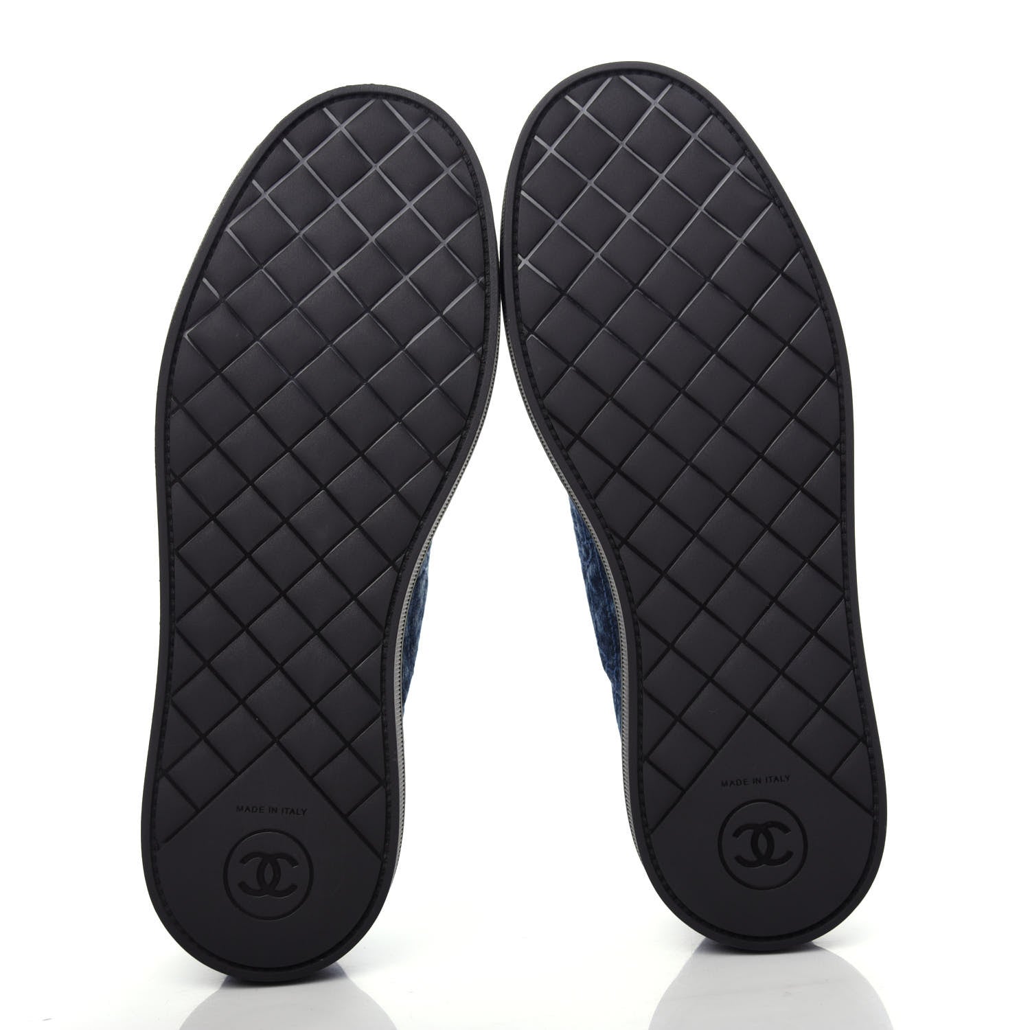 Chanel Denim Grosgrain Camellia Pearl Lace Up Sneakers 37 Blue Black 6 of 10