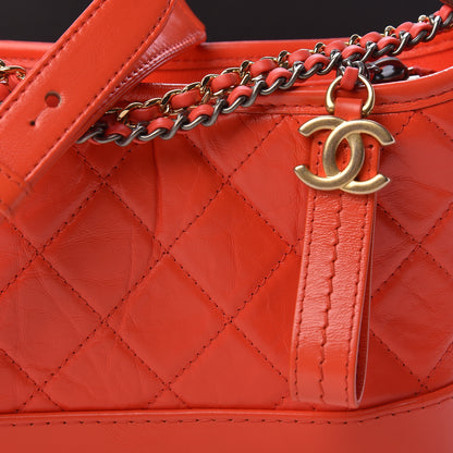 Chanel Aged Calfskin Quilted Small Gabrielle Hobo Red 9 of 12