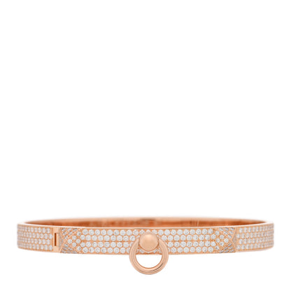Hermes 18K Rose Gold Diamond PM Collier De Chien Full Pave Bracelet SH 1 of 4