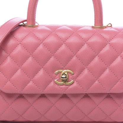 Chanel Caviar Lizard Embossed Quilted Mini Coco Handle Flap Pink 10 of 11