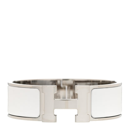 Hermes Enamel Wide Clic Clac H Bracelet GM White 1 of 6