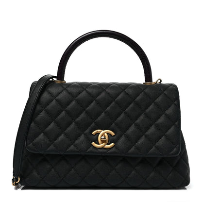 Chanel Caviar Lizard Embossed Quilted Small Coco Handle Flap Black 1 of 8