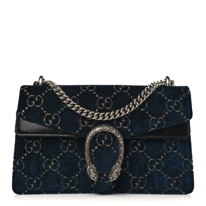 Gucci Velvet Skipper GG Monogram Small Dionysus Shoulder Bag Blue Beige Black 1 of 6