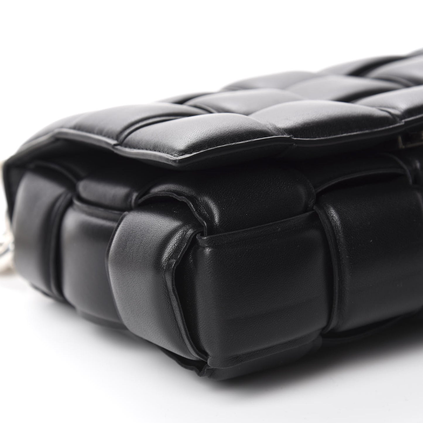 Lambskin Maxi Intreccio Padded Chain Cassette Crossbody Bag Black