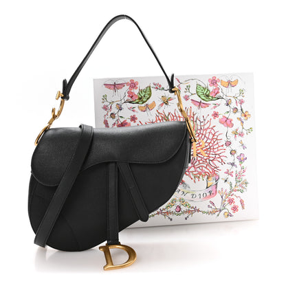 Christian Dior Grained Calfskin Saddle Bag With Strap Black 11 of 12