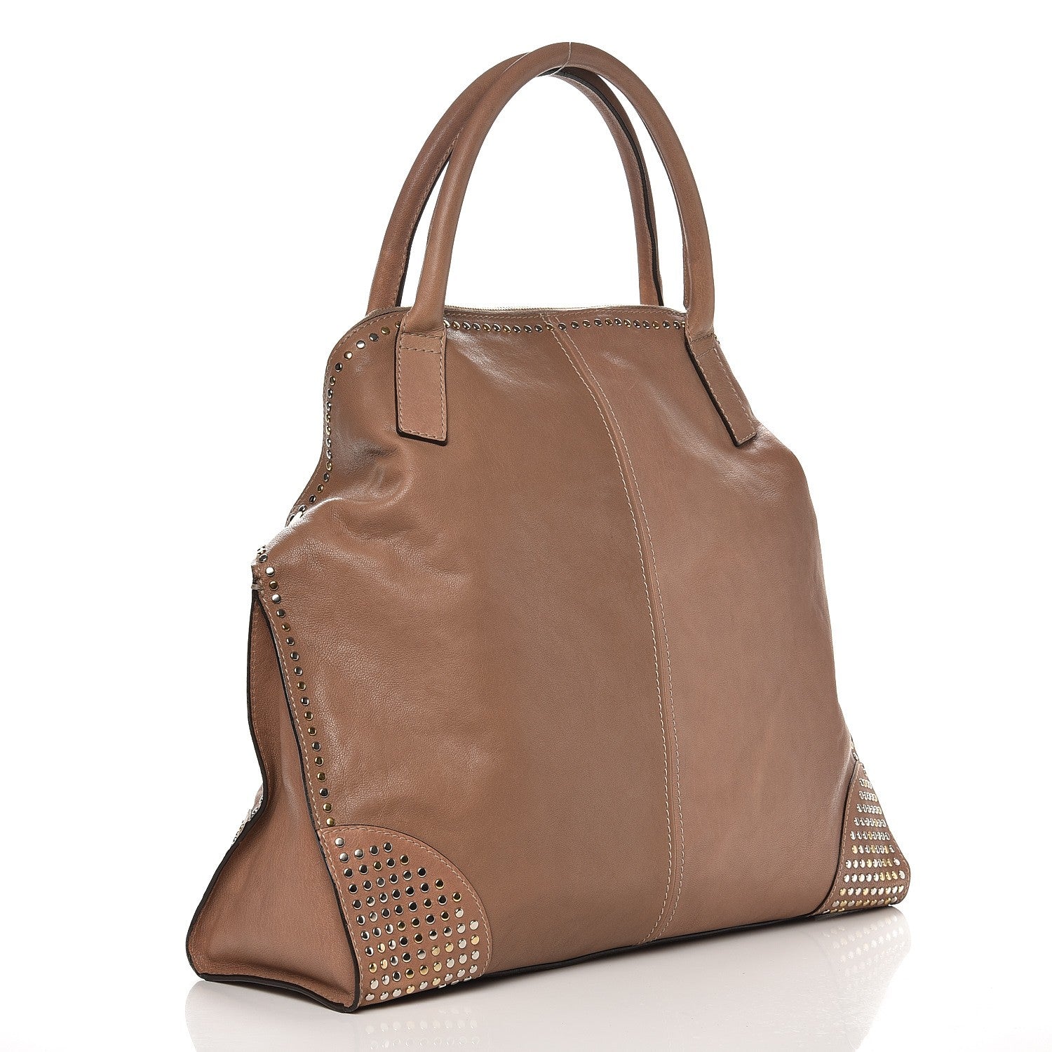 Alexander McQueen Calfskin Studded Large De Manta Tote Turtle Dove 3 of 8