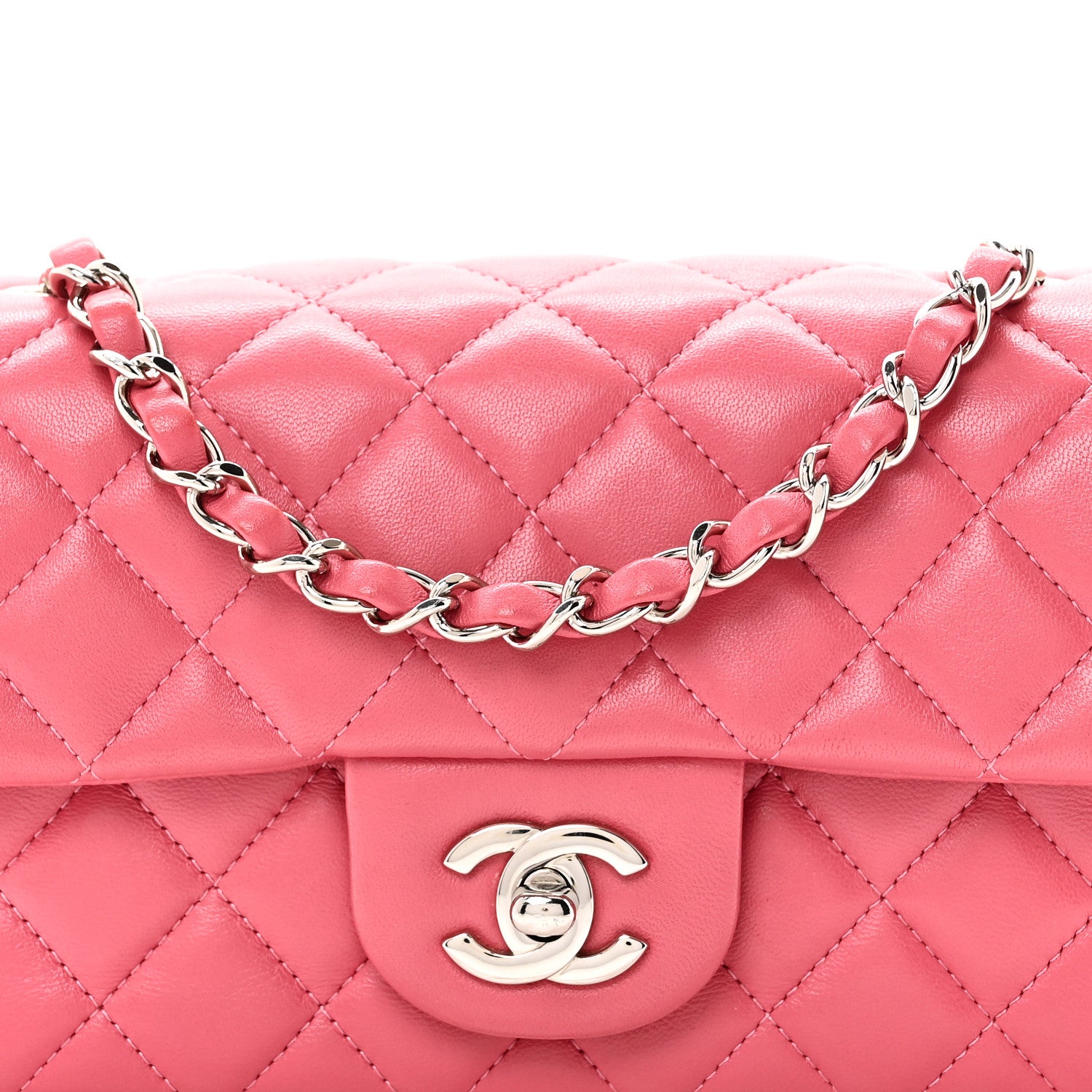 Chanel Lambskin Quilted Mini Rectangular Flap Pink 8 of 10