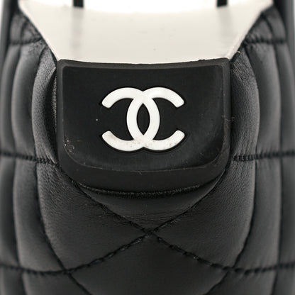 Chanel Lambskin Quilted Textured CC Mules 37 Black 9 of 12