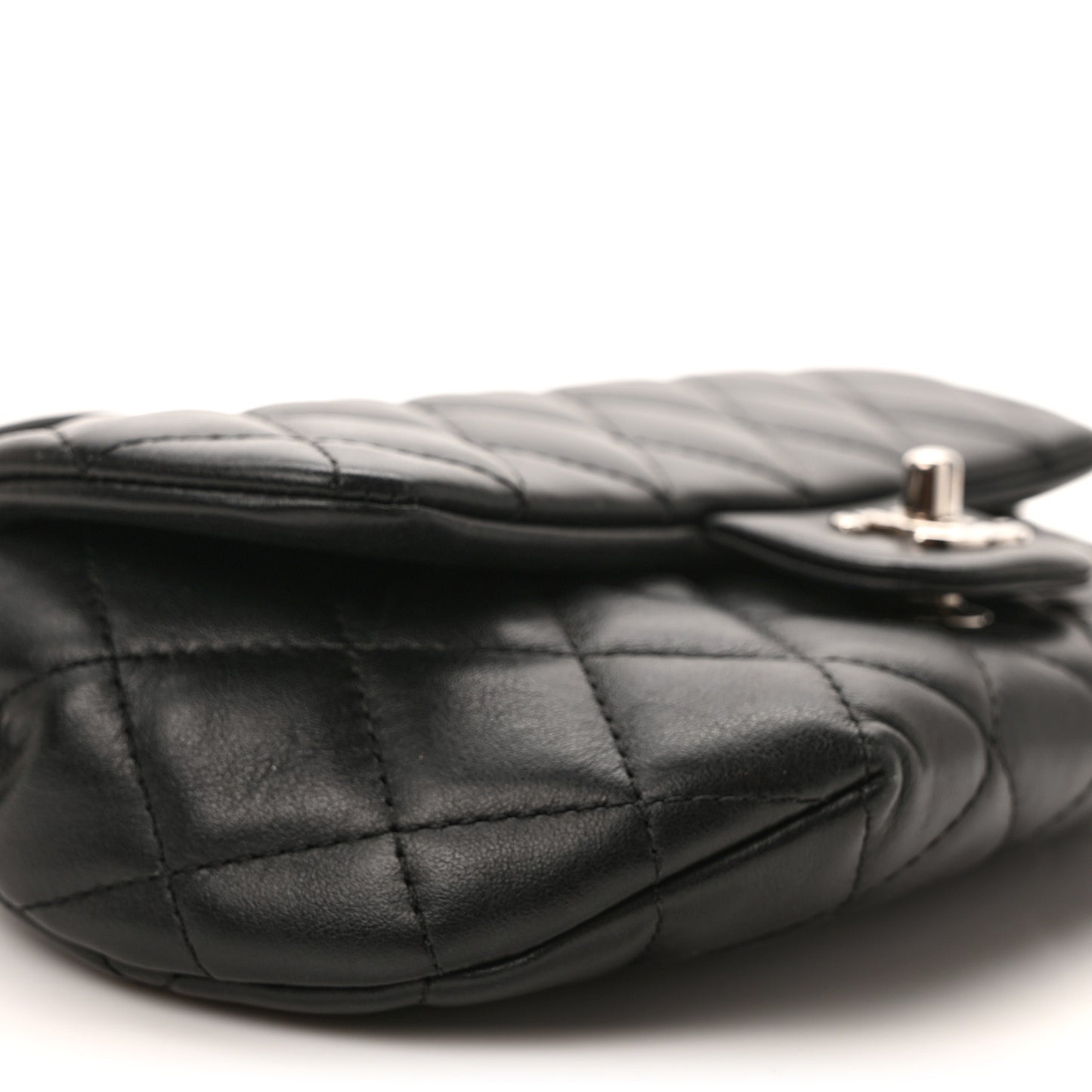 Calfskin Quilted CC Uniform Flap Belt Bag Black