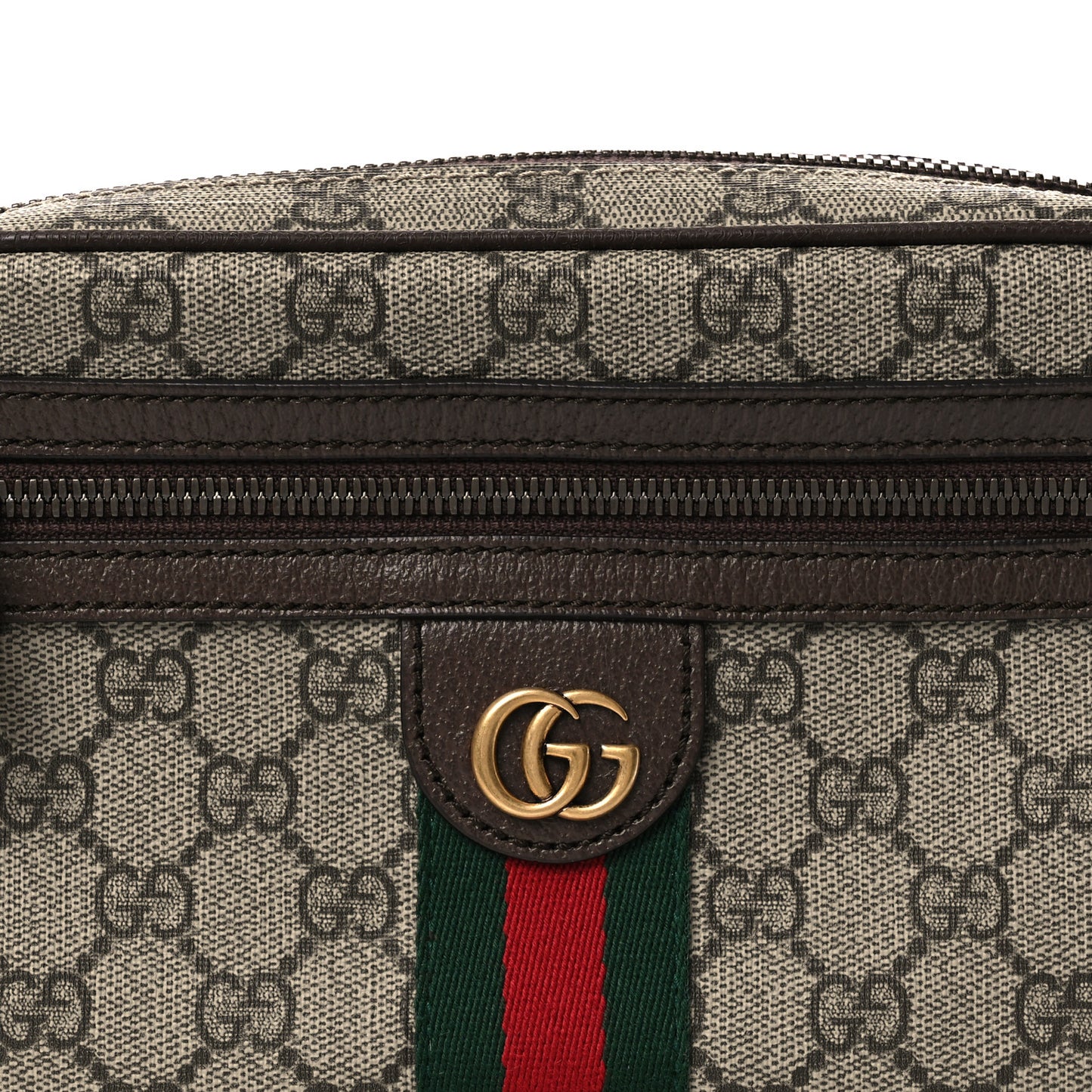 Soft GG Supreme Monogram Medium Ophidia Belt Bag  Dark Brown