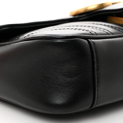 Gucci Calfskin Matelasse Mini GG Marmont Shoulder Bag Black 9 of 10