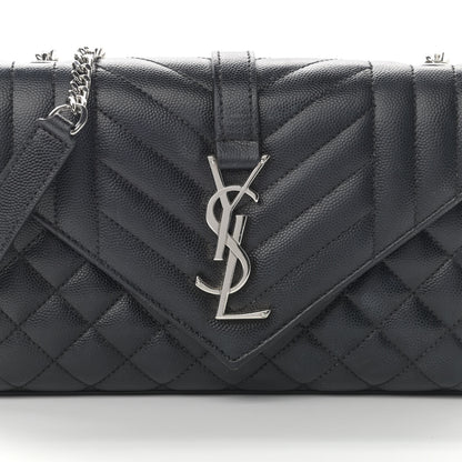 Saint Laurent Grain De Poudre Tri-Quilt Small College Monogram Satchel Black 7 of 17