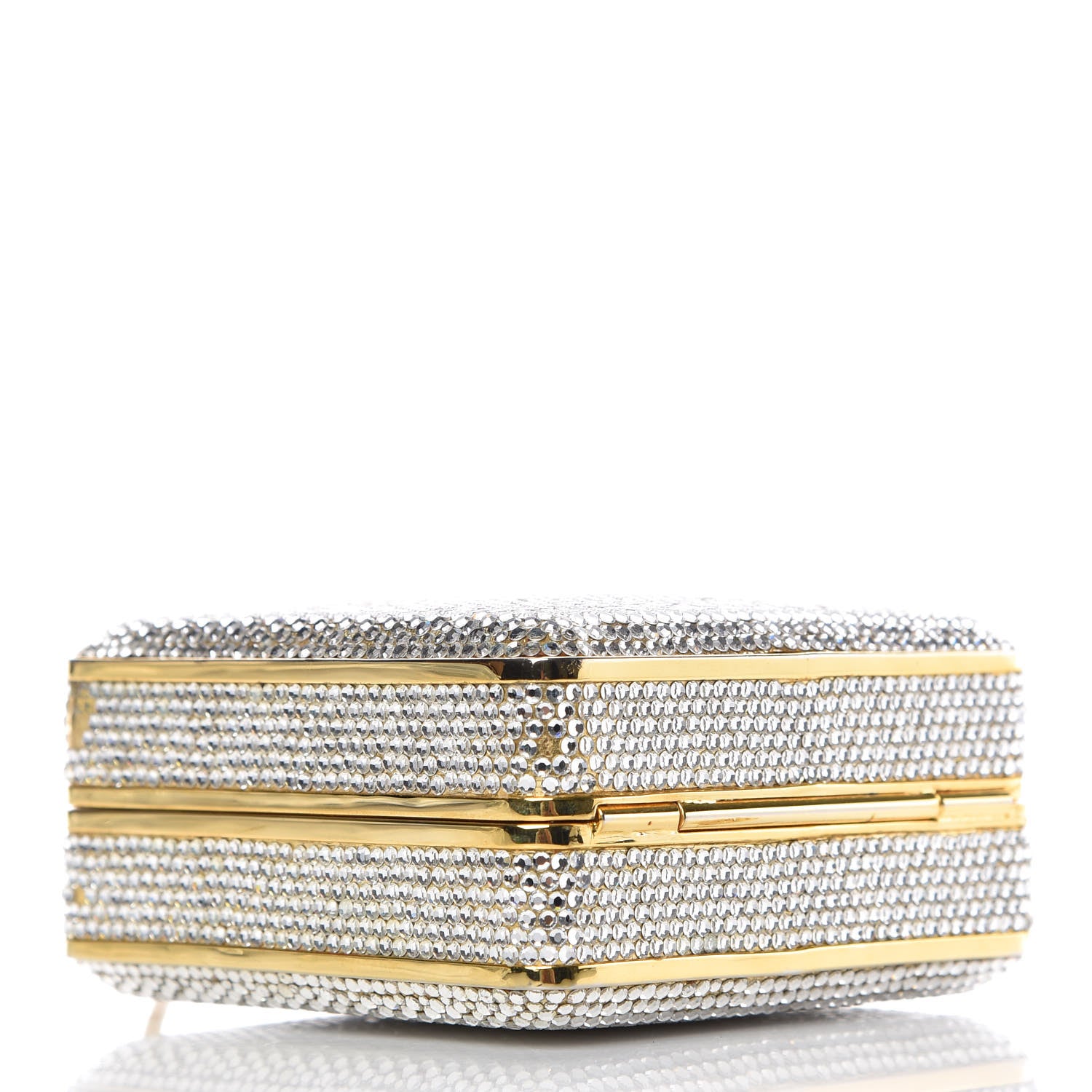 Judith Leiber Swarovski Crystal Minaudière Clutch Silver Gold 4 of 16