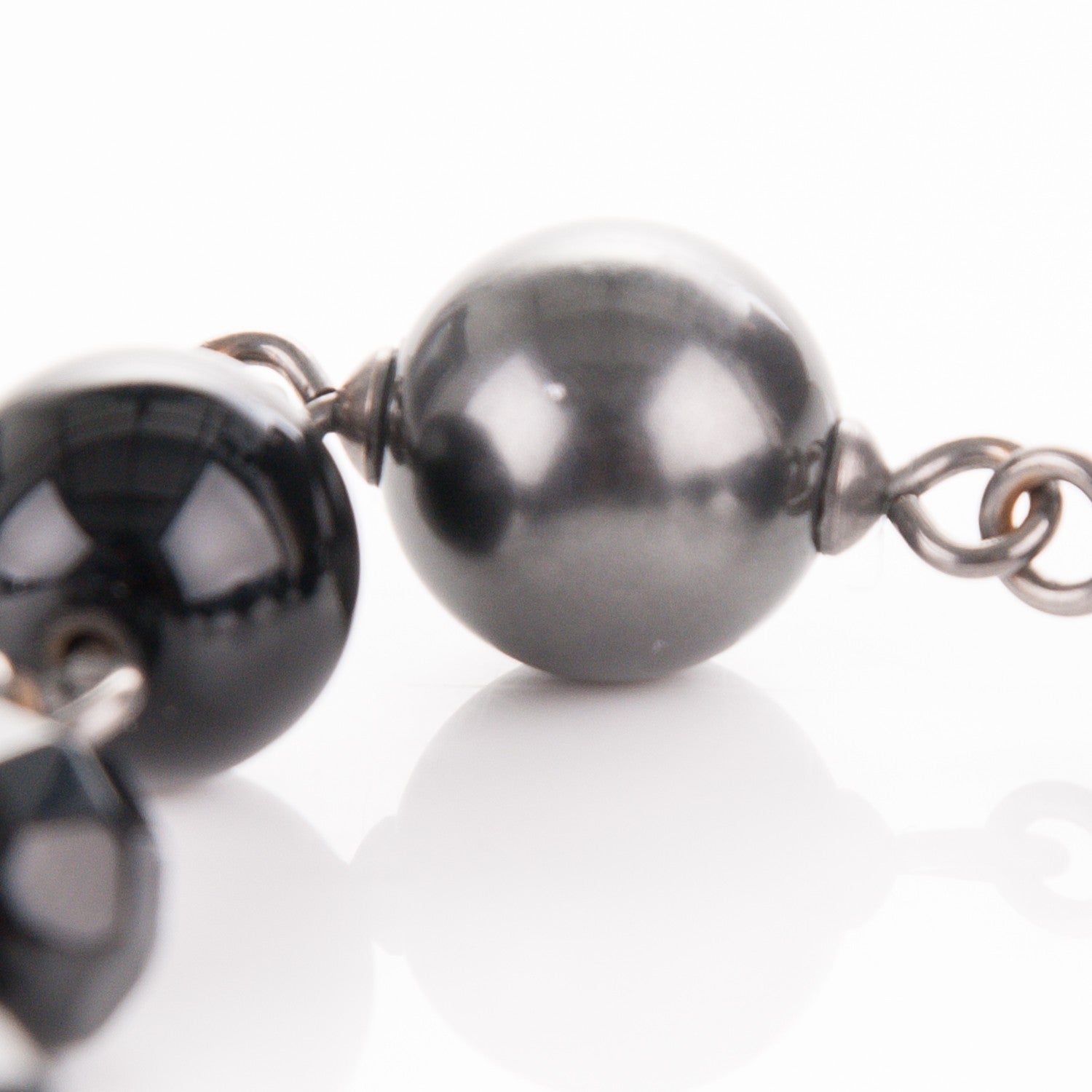 Chanel Ruthenium Beaded CC Bracelet Black 5 of 7