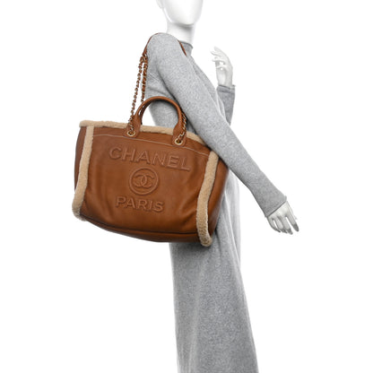 Chanel Lambskin Shearling Medium Deauville Tote Brown 2 of 12