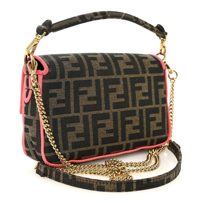 Fendi Fabric Jacquard FF 1974 Roma Armor Mini Baguette Tobacco Moro Fuxia Fluo 3 of 10