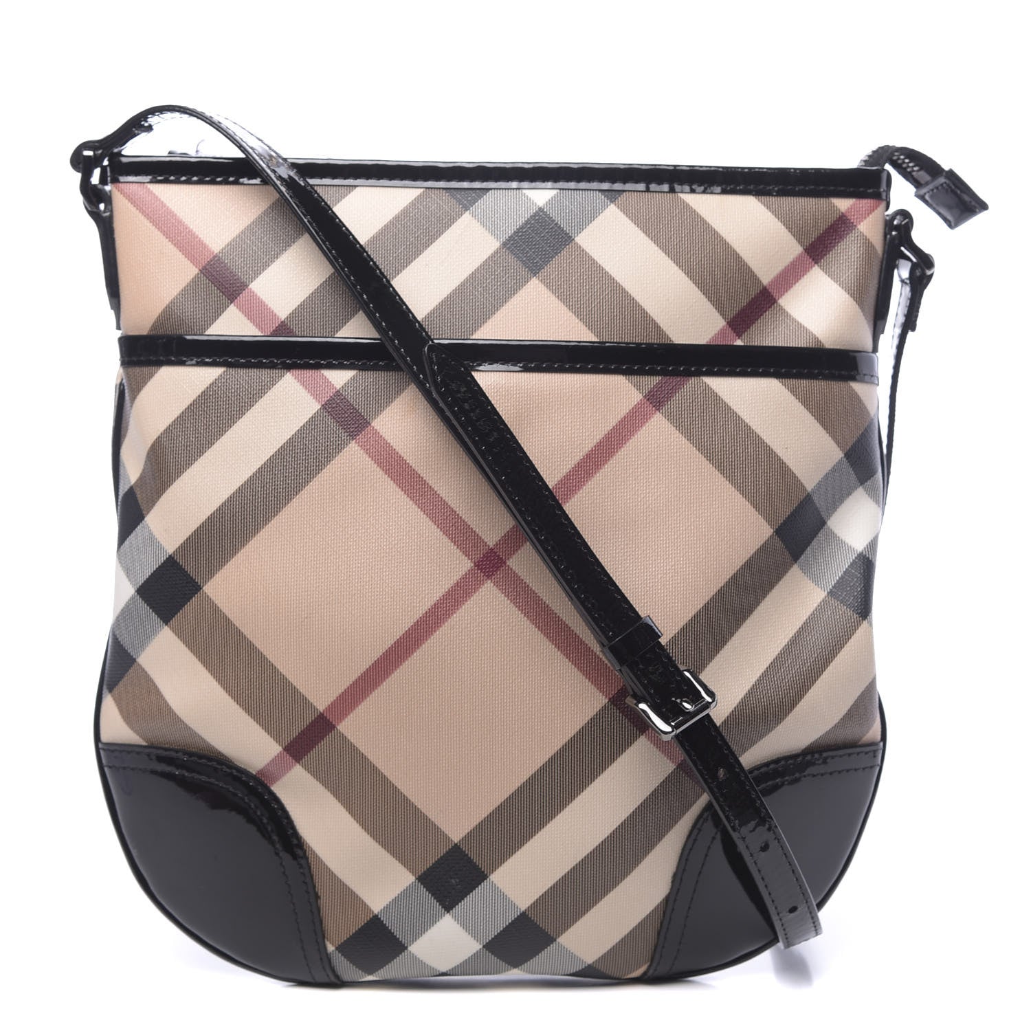 Burberry Patent Nova Check Crossbody Bag Black 1 of 13