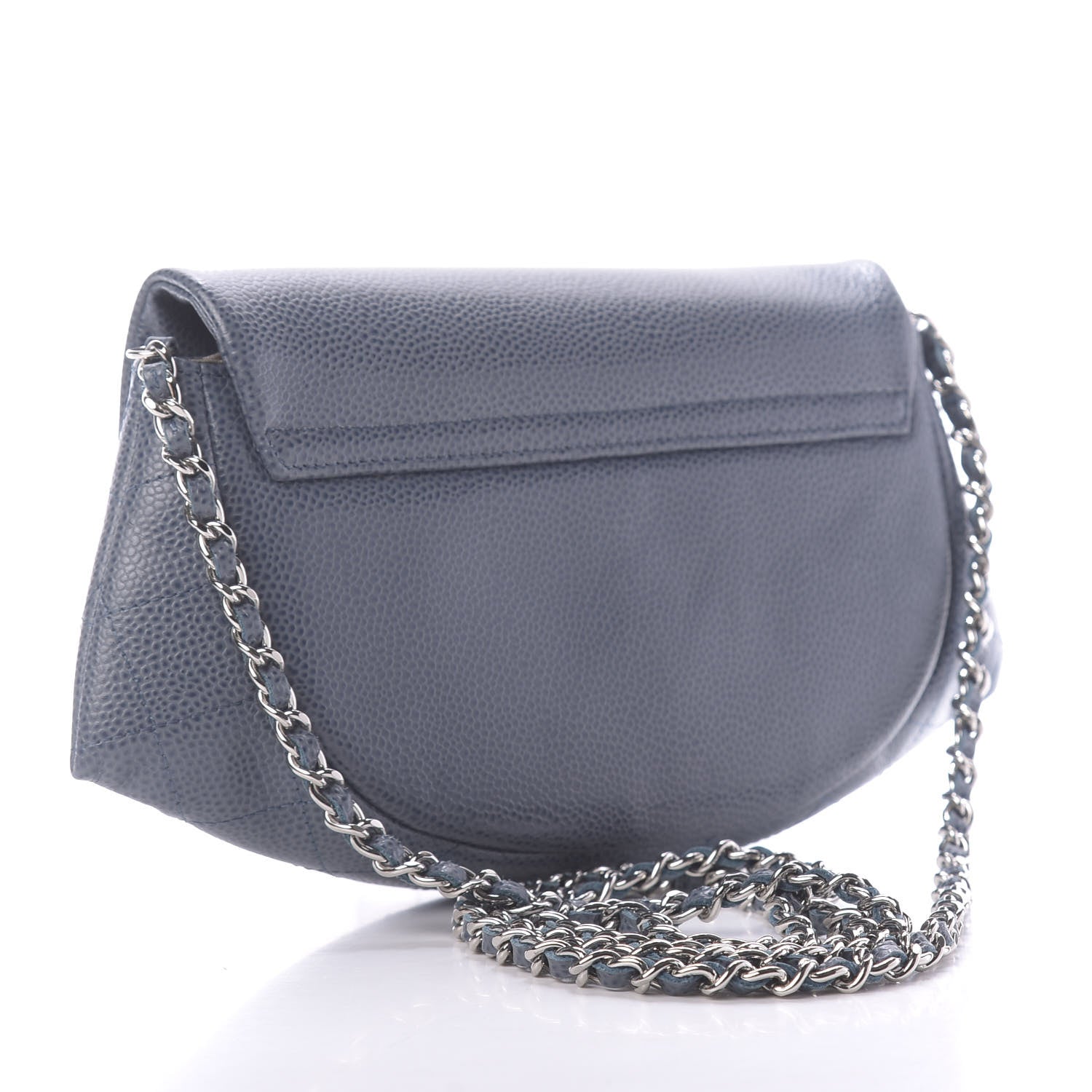 Chanel Caviar Half Moon Wallet On Chain WOC Blue 5 of 23