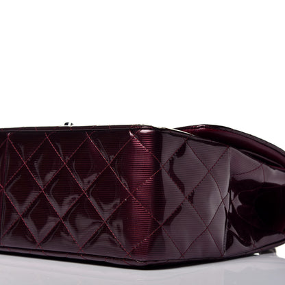 Chanel Striated Patent Quilted Jumbo Double Flap Burgundy 8 of 8