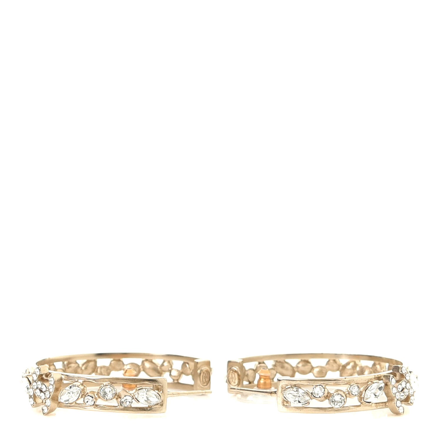 Chanel Marquise Crystal CC Hoop Earrings Gold 4 of 4