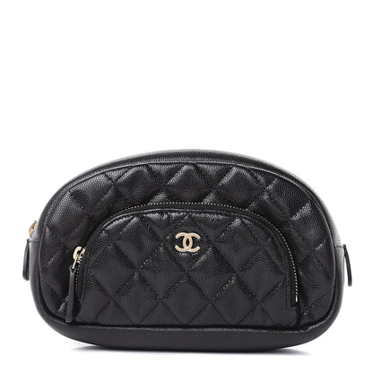 Chanel Caviar Quilted Double Zip Pouch Black 1 of 9