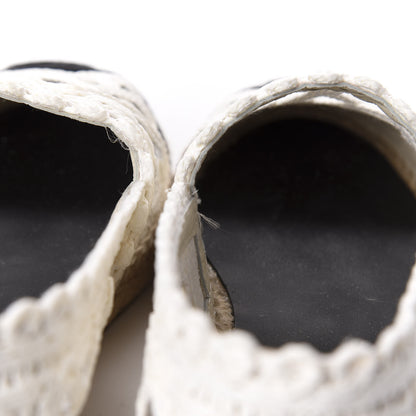 Chanel Woven Fabric Grosgrain CC Espadrilles 38 White Black 10 of 12