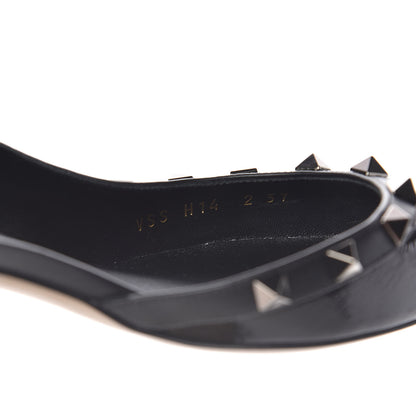 Valentino Garavani Wrinkled Patent Rockstud Half D'Orsay Slingback 50mm Pumps 37 Black 8 of 9