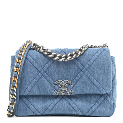 Chanel Denim Quilted Medium Chanel 19 Flap Blue 1 of 9