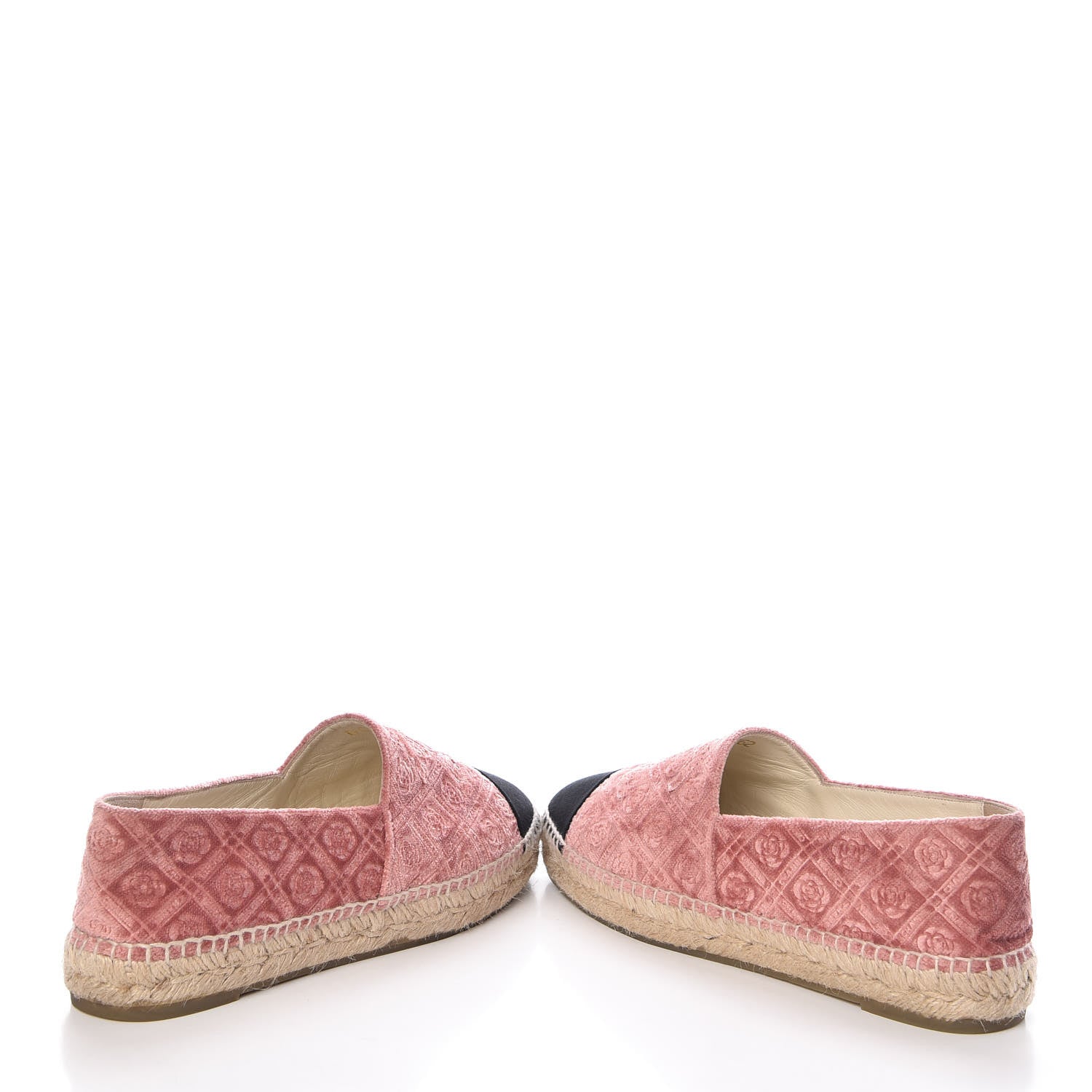 Chanel Velvet Grosgrain Quilted Camellia CC Espadrilles 39 Pink Black 6 of 12