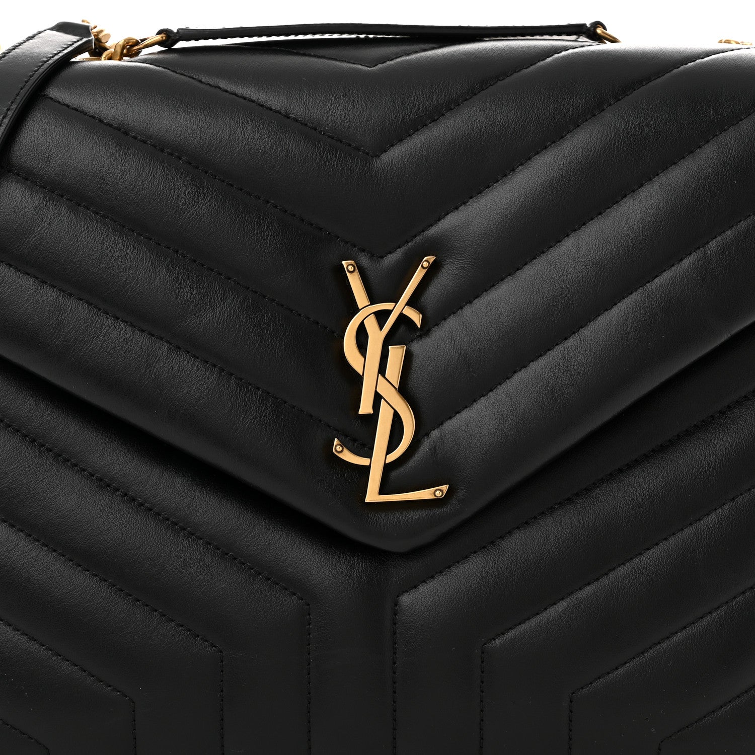 Saint Laurent Calfskin Y Quilted Monogram Medium Loulou Chain Satchel Black 8 of 11