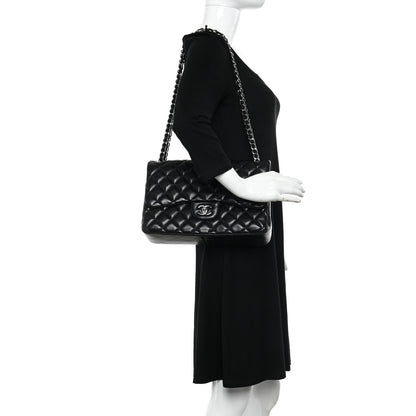 Chanel Lambskin Quilted Jumbo Double Flap Black 2 of 12