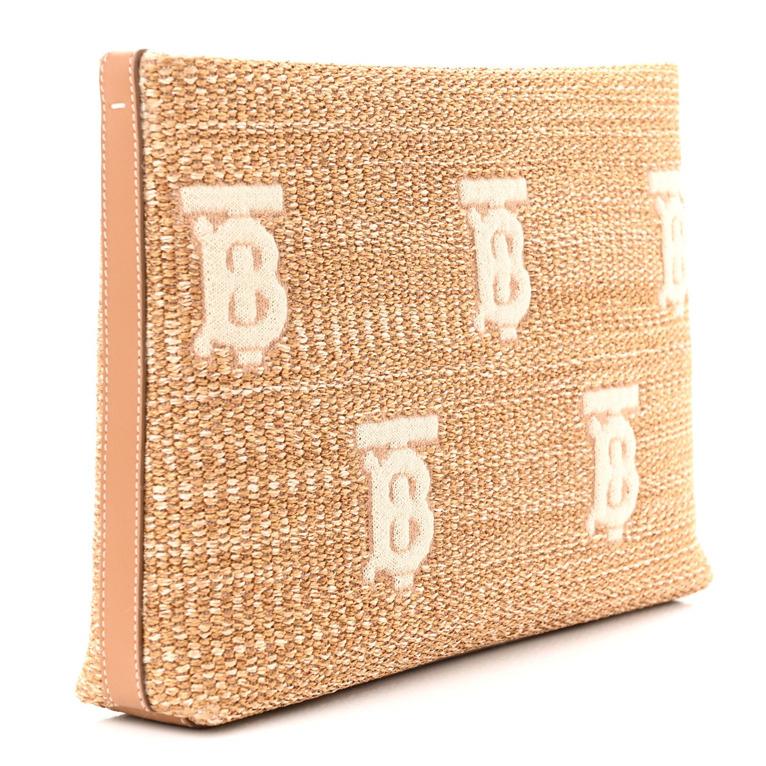 Burberry Raffia TB Duncan Pouch Natural Beige 3 of 9