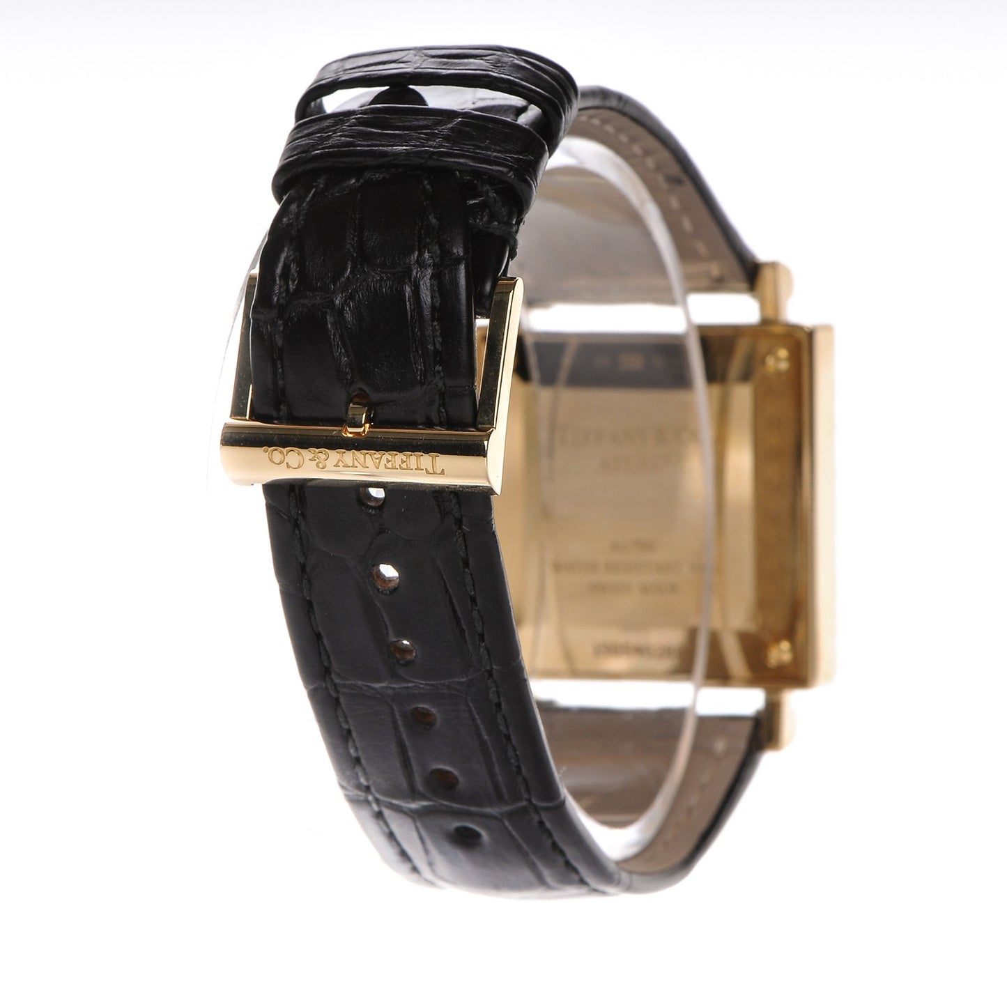 18K Yellow Gold Alligator 27mm Atlas Square Quartz Watch