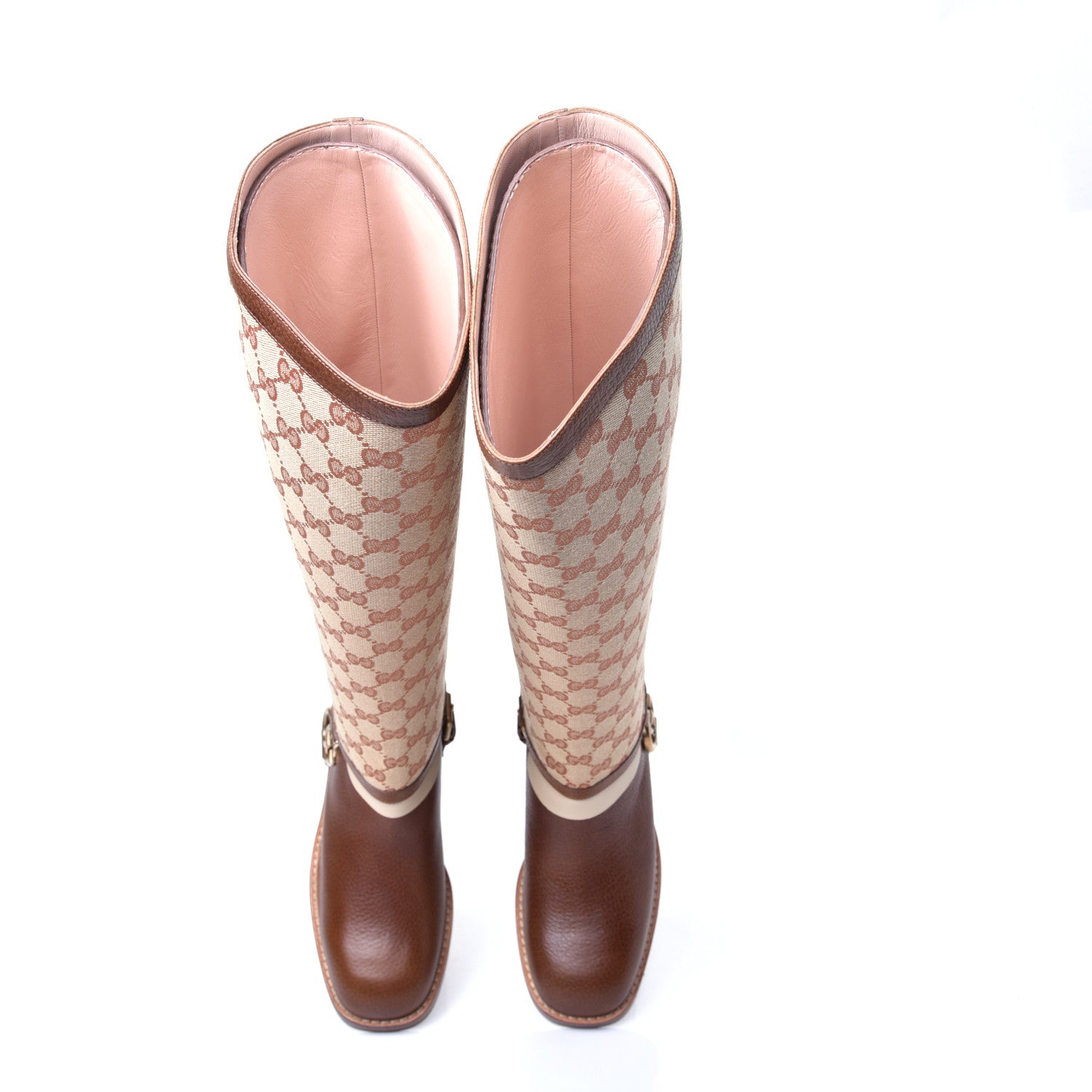 Gucci GG Monogram Calfskin Lola Tall Boots 39.5 Beige Ruggine Cuir 5 of 11