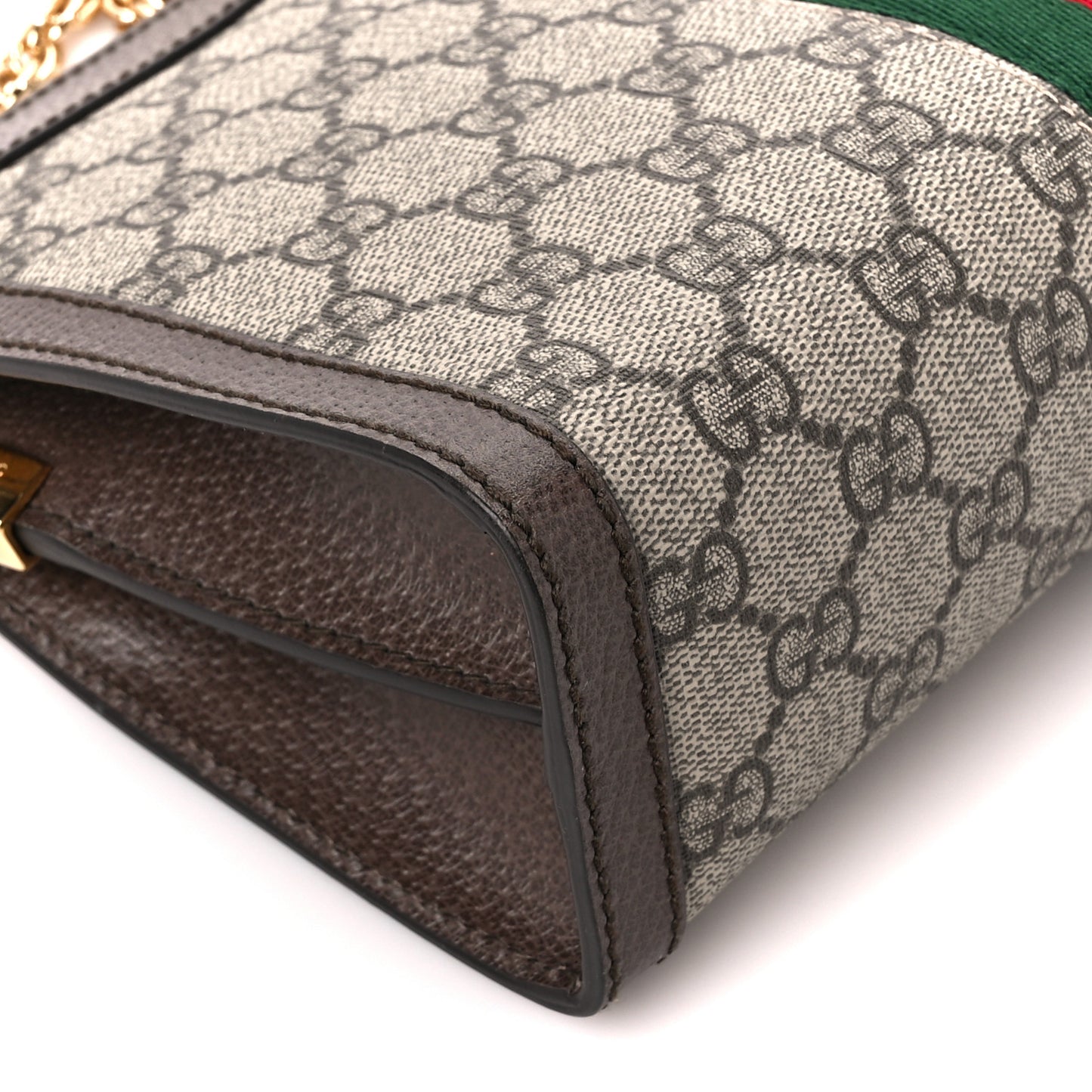 GG Supreme Monogram Web Small Ophidia Chain Shoulder Bag Brown