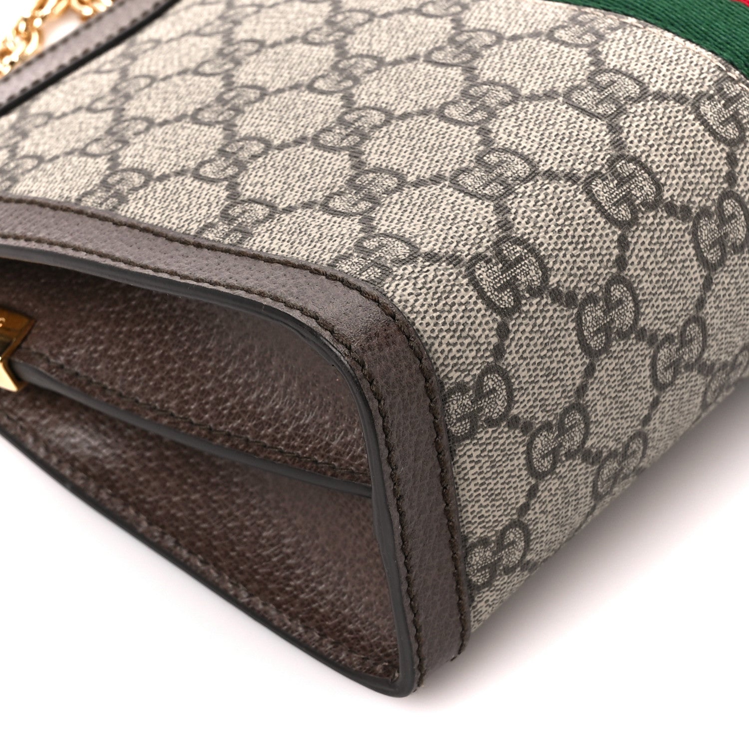 Gucci GG Supreme Monogram Web Small Ophidia Chain Shoulder Bag Brown 10 of 11