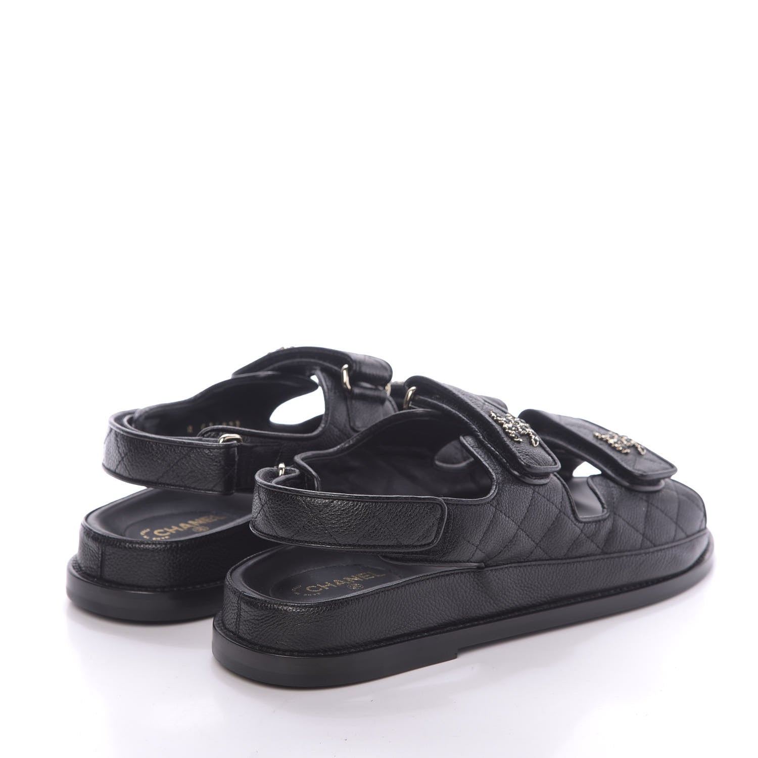 Chanel Grained Calfskin Velcro Dad Sandals 39 Black 3 of 10