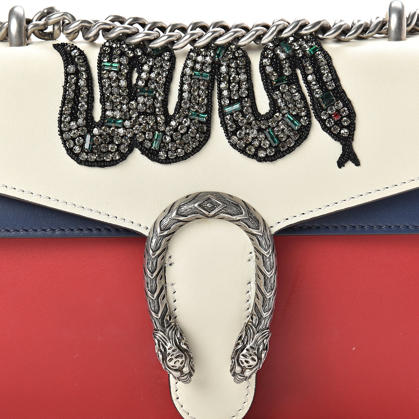 Calfskin Crystal Snake Embroidered Mini Dionysus Shoulder Bag Mystic White Hibiscus Red Blue Agata
