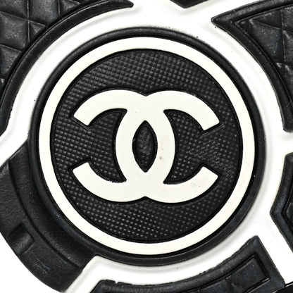 Chanel Painted Iridescent Cotton Tweed Suede Womens CC Sneakers 39 White Silver Multicolor 6 of 9