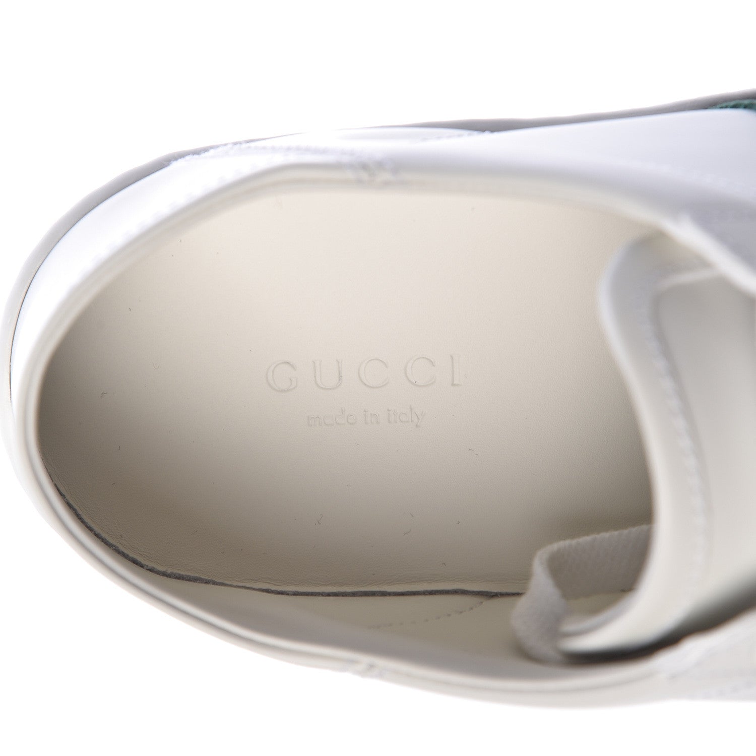 Gucci Calfskin Web Bee Embroidered Womens Ace Sneakers 38 White Green 7 of 9