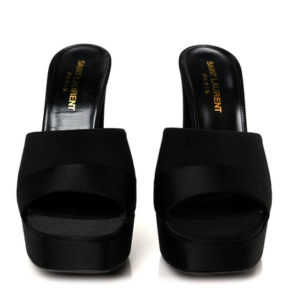 Saint Laurent Crepe Satin Boogie 110 Mule Sandals 37 Black 3 of 10