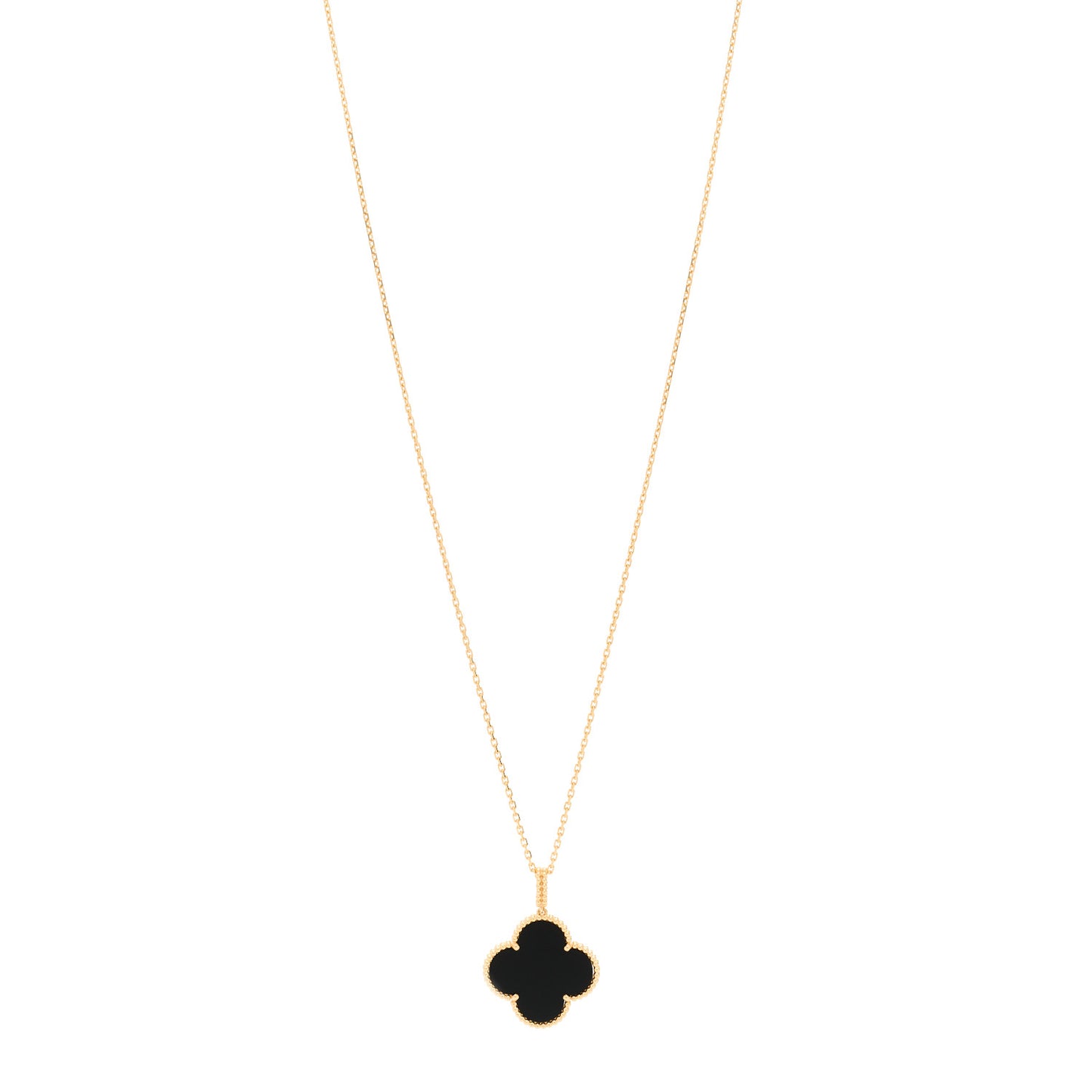 18K Yellow Gold Black Onyx Magic Alhambra Pendant Necklace