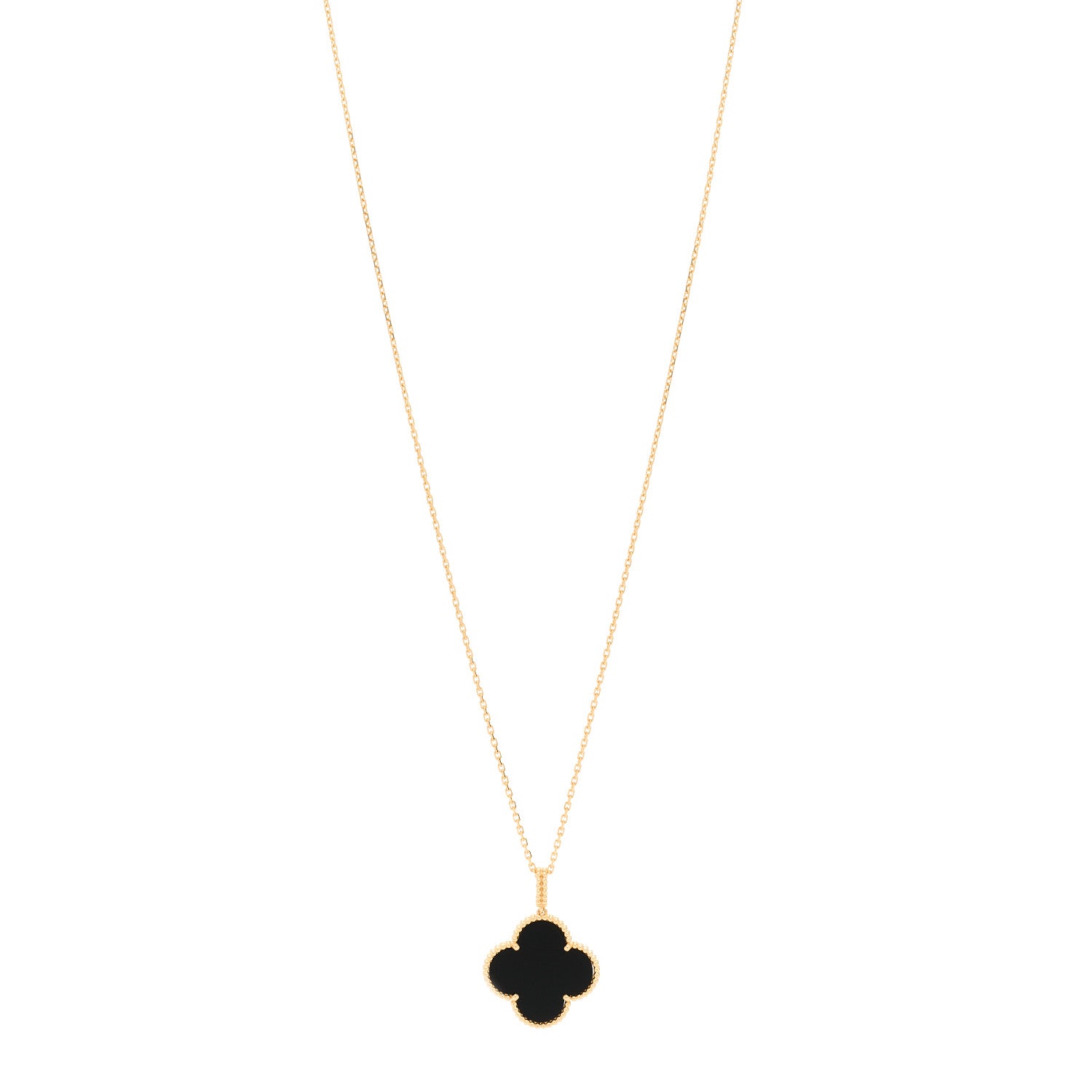 Van Cleef & Arpels 18K Yellow Gold Black Onyx Magic Alhambra Pendant Necklace 1 of 6